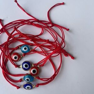 Red and Blue Eye Bead Bracelets